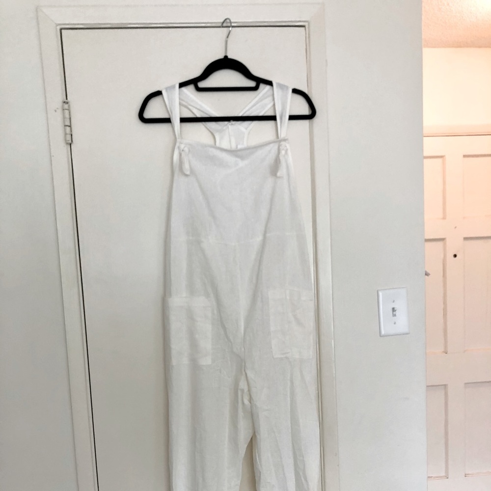 CJLA white linen overalls